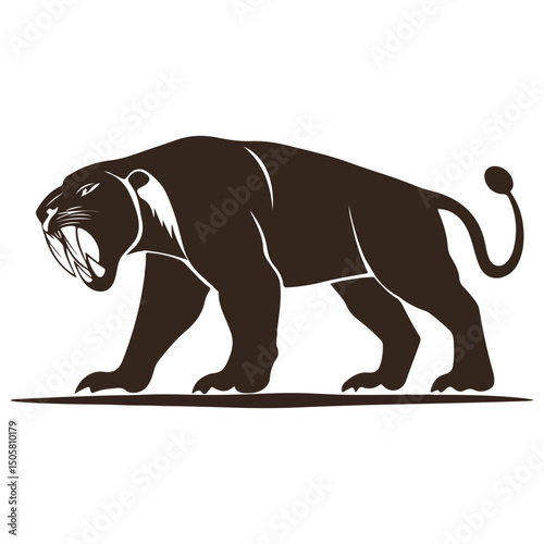 saber-toothed tiger, animal, vector, transparent background, tiger, mammal, wildlife, feline, isolated, nature, predator, cute, safari, symbol