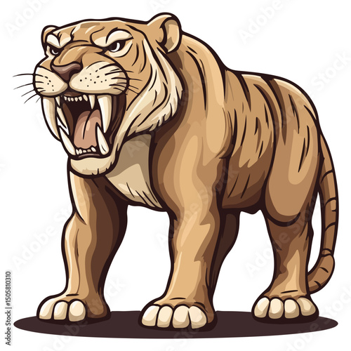 saber-toothed tiger, animal, vector, transparent background, tiger, mammal, wildlife, feline, isolated, nature, predator, cute, safari, symbol