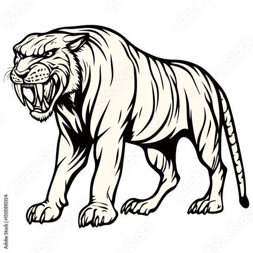 saber-toothed tiger, animal, vector, transparent background, tiger, mammal, wildlife, feline, isolated, nature, predator, cute, safari, symbol
