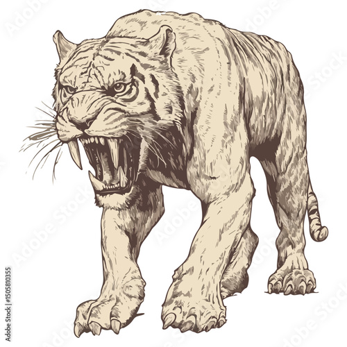 saber-toothed tiger, animal, vector, transparent background, tiger, mammal, wildlife, feline, isolated, nature, predator, cute, safari, symbol