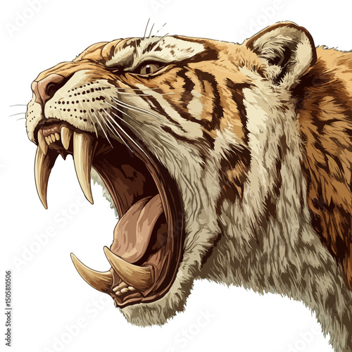 saber-toothed tiger, animal, vector, transparent background, tiger, mammal, wildlife, feline, isolated, nature, predator, cute, safari, symbol