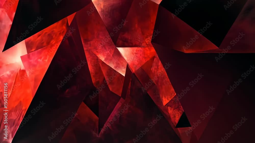 Dynamic transformation of abstract red geometric shapes in motion