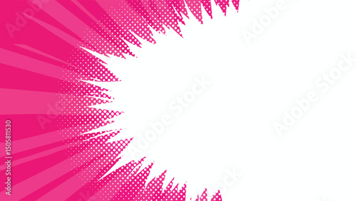 bold pink pop art background with explosive halftone and right white copy space