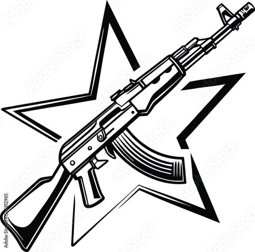 Modern automatic rifle isolated on white background.