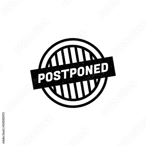 Postponed grunge rubber stamp. Postpone sign sticker. Grunge vintage square label.