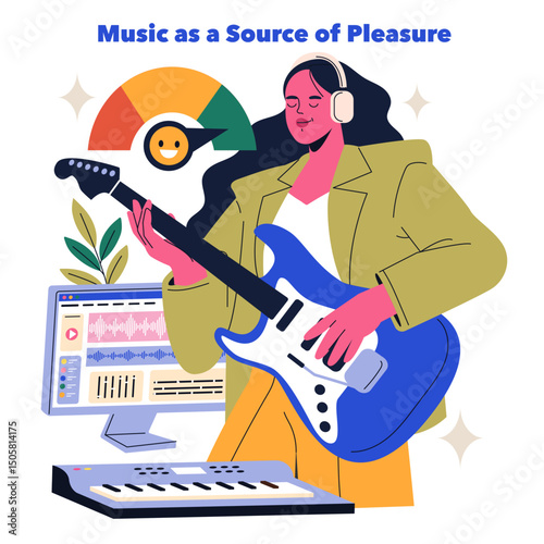 Dopamine Hobbies. Flat Vector Illustration