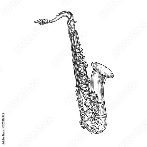 saxophone vector hand drawn illustration