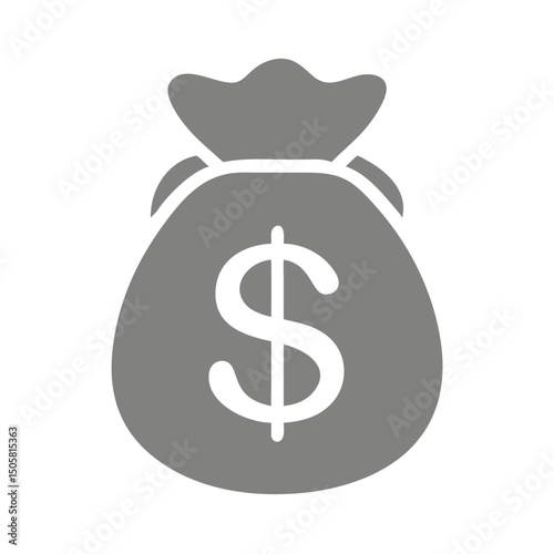 Gray money bag icon with white dollar sign