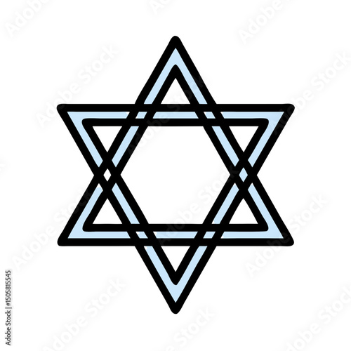 Double overlapping Star of David in black outline