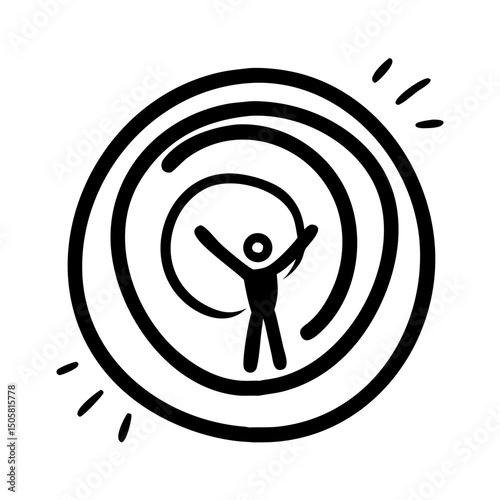 Person standing in concentric rings icon