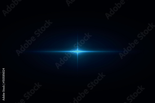 Blue glowing star light flare in dark background