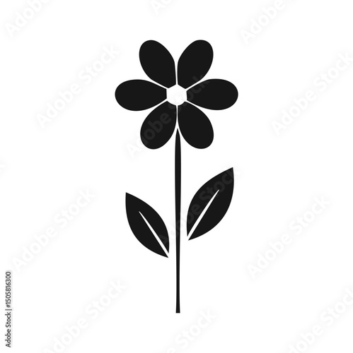 Simple black flower icon floral design element
