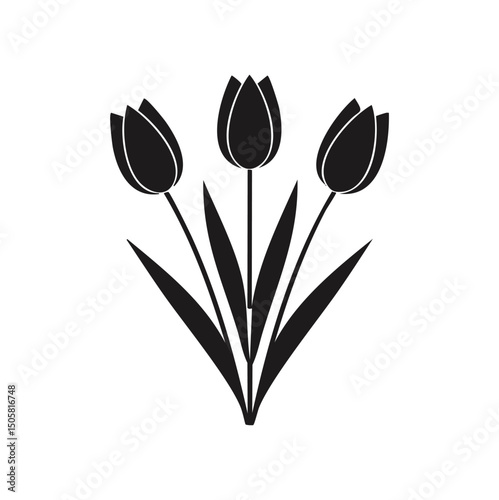 Three simple black tulips floral design