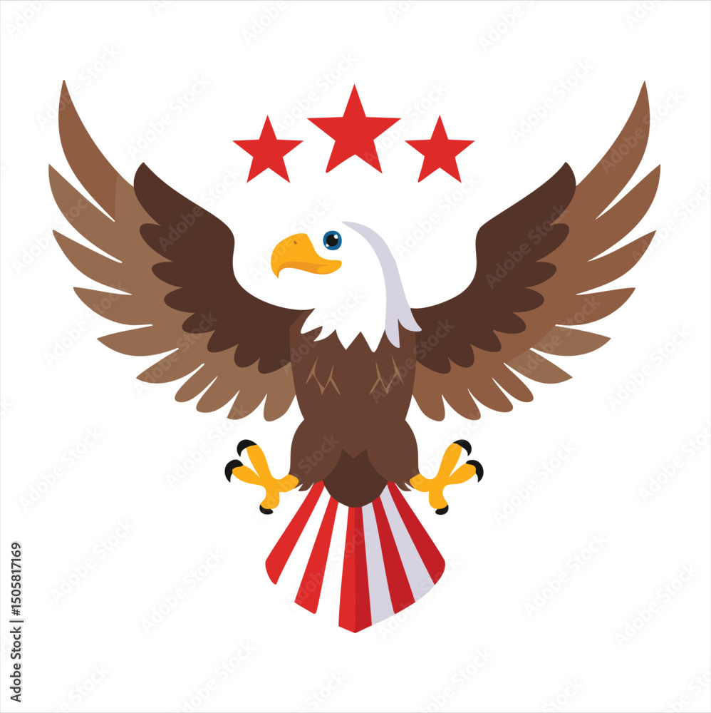 Obraz premium American bald eagle soaring with stars and stripes