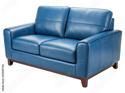 Genuine leather loveseat sofa adds stylish touch to any space., PNG on transparent background photo