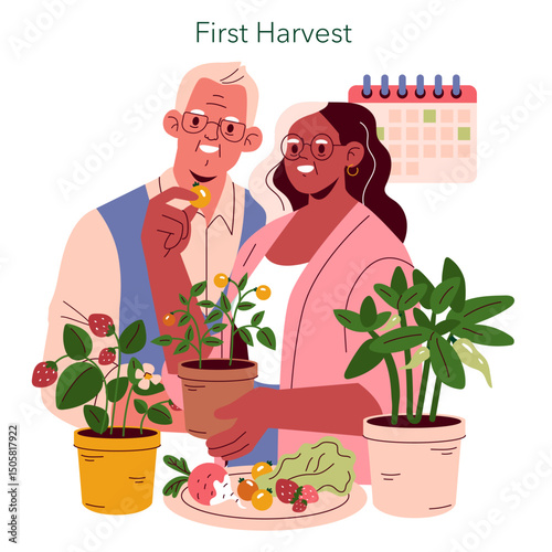Mini Farms. Flat Vector Illustration
