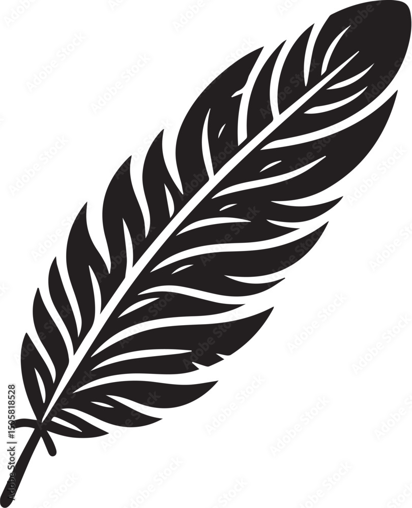 Fototapeta premium black Bird feather silhouette, vector design