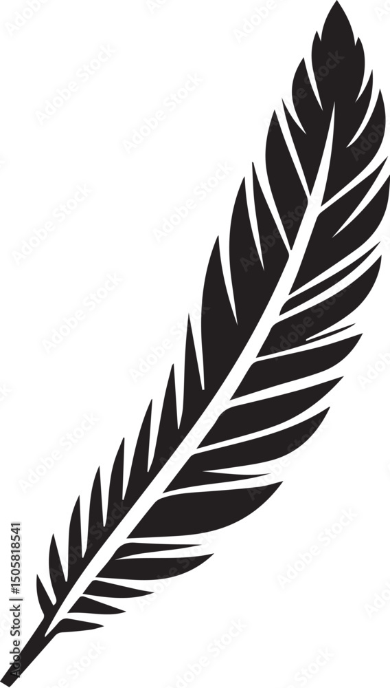 Obraz premium black Bird feather silhouette, vector design