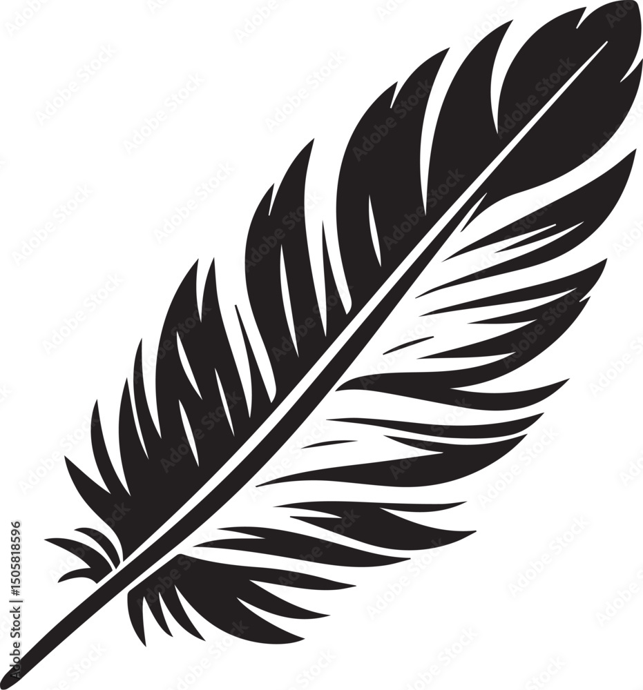 Fototapeta premium black Bird feather silhouette, vector design