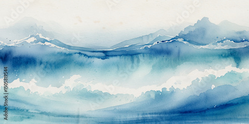 Sea water ocean wave vector background. Blue water ocean sea wave seamless background.	