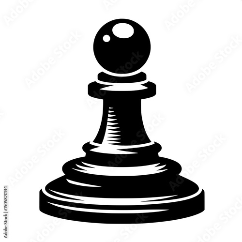 Black and White SVG of a Chess Pawn Icon