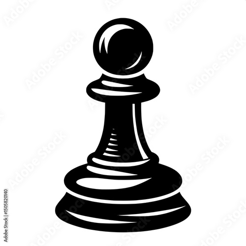 Black and White SVG of a Chess Pawn Icon