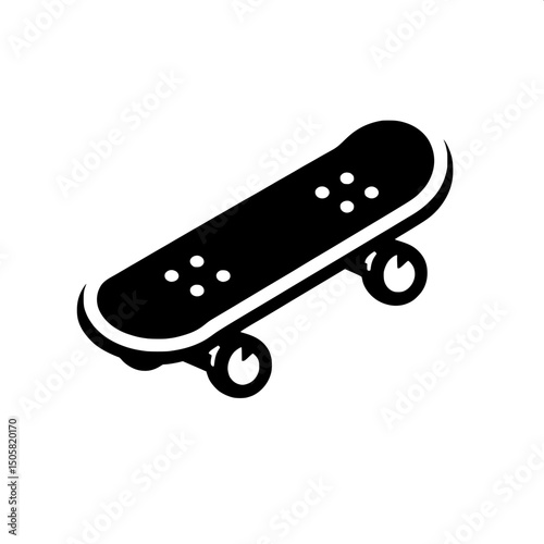 Black and White SVG of a Skateboard Icon