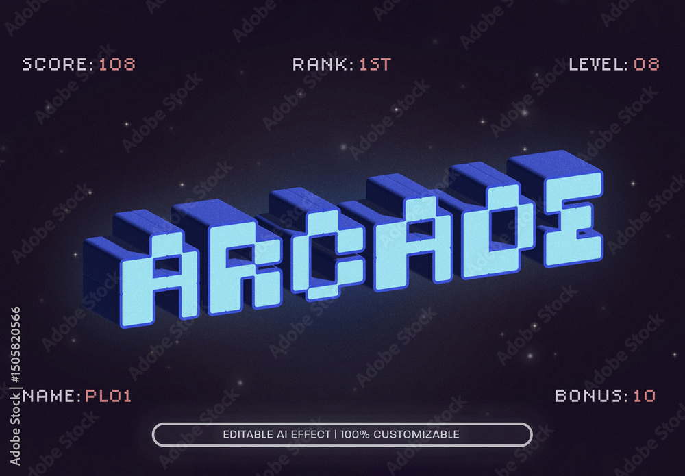 3D Arcade Text Effect Stock Template | Adobe Stock
