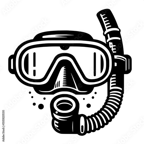 Black and White SVG of a Snorkel Mask Icon
