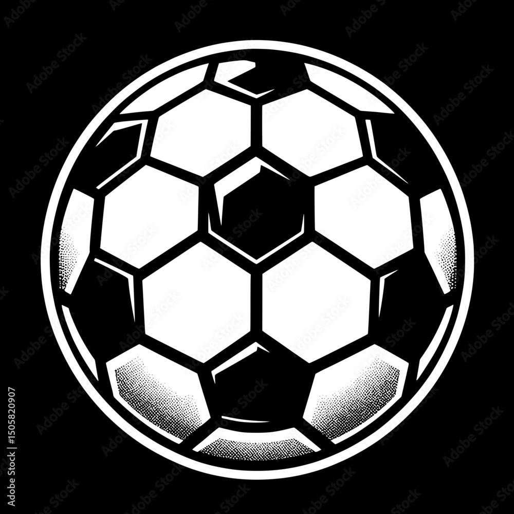 Naklejka premium Black and White SVG of a Soccer Ball Icon