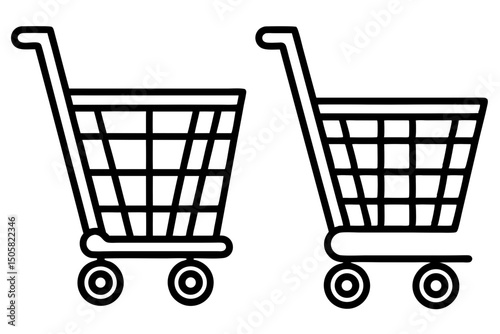 Shopping Cart Icons Line Art Graphics for E-commerce and Retail