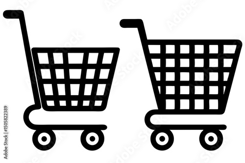 Shopping Cart Icons Two Styles of Black and White Shopping Carts