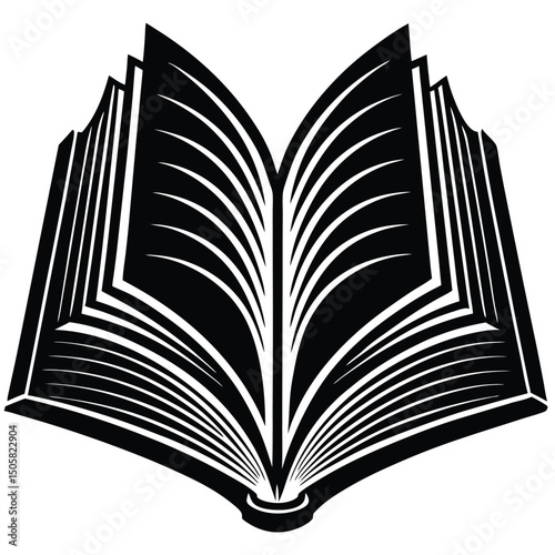 Single Book Opened Flat Silhouette Icon
