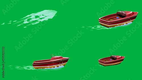 Cartoon 2d animation Boat, Boat, Boat, Boat, on green screen, chroma key, 4k, animated, perfect for stock video projects requiring water transport or nautical themes.