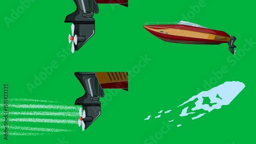 Animated cartoon 2d Boat, Boat, Boat, Boat, on green screen, chroma key, 4k, ideal for stock video projects needing water transport or nautical elements.