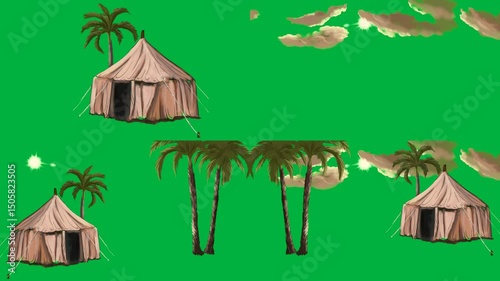 Animated 2d character tent, tent, man, man on green screen, chroma key, 4k, cartoon. Great for stock video, camping, outdoor, and adventure content.