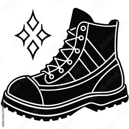 Hiking Boot Minimal Silhouette Icon Black