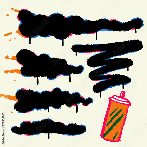 Spray Paint Graffiti Art Strokes & Sprays Vector