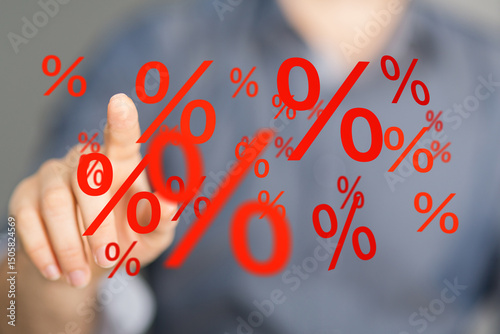 Red percentage symbols floa...