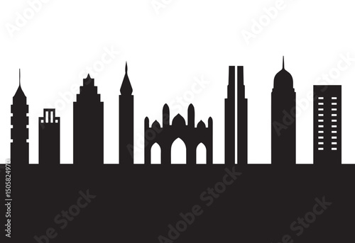 Cityscape Skyline Silhouette Vector Illustration of Urban Architecture Designs