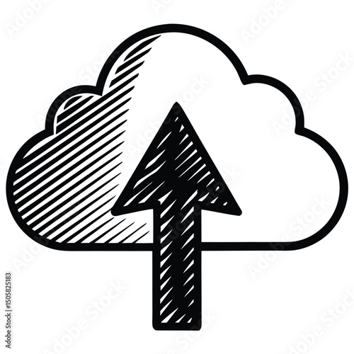 Cloud Upload Arrow Line Icon Vector Design