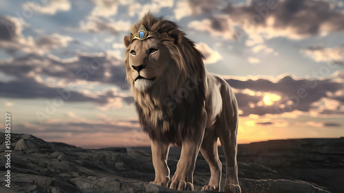 lion, lion at sunset, The Untamed Royal, The Watchful Lion King