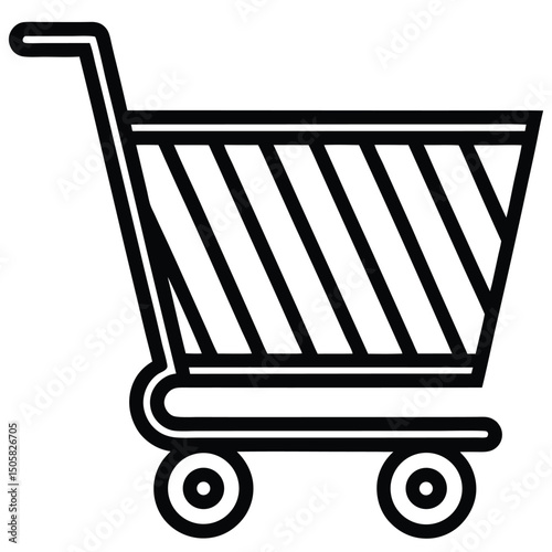 Shopping Cart Line Icon in Minimal Style