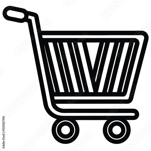 Simple Minimal Shopping Cart Line Vector