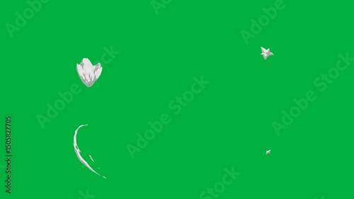 Cartoon 2d smoke, swirl, flower, puff on green screen. Animated, chroma key, 4k, cartoon overlays for stock video, motion graphics. Includes green screen, chroma key, 2d character, 4k.