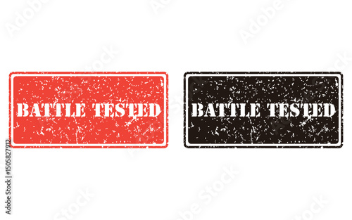battle tested grunge stamp design, vector, isolated on transparent background