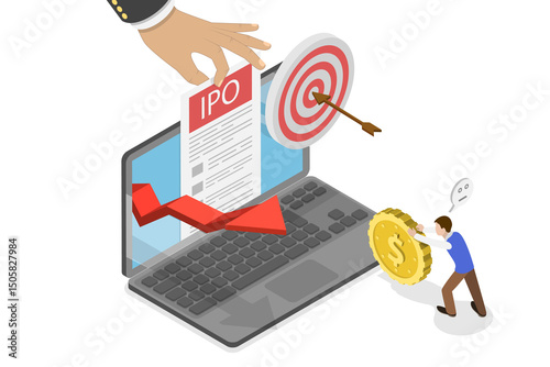 Wallpaper Mural 3D Isometric Flat  Illustration of Initial Public Offering, IPO, Launch and Strategy of Public Stock Torontodigital.ca