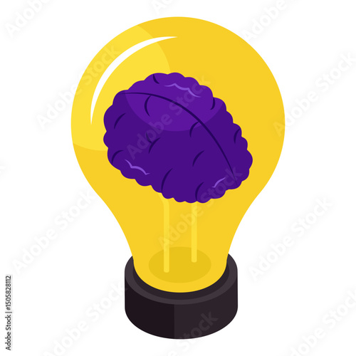 Mind inside light bulb showing concept of brain idea