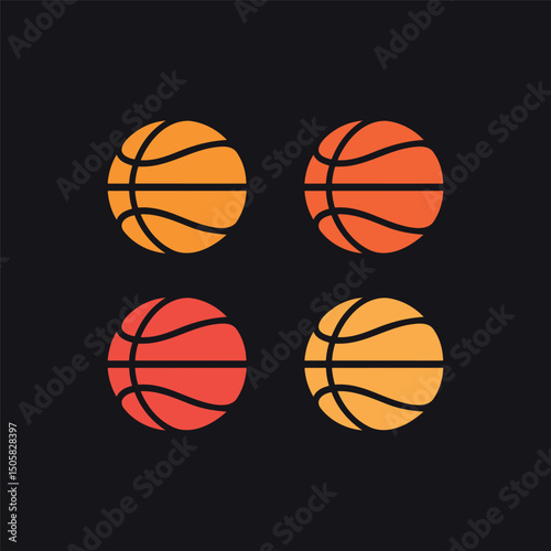 Four Colorful Basketballs on a Dark Background