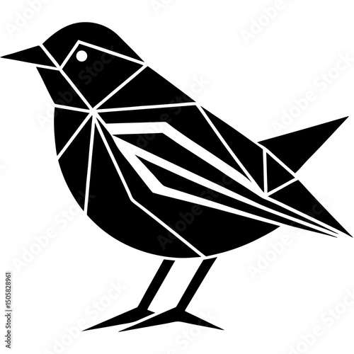 Geometric Black and White Bird Illustration Abstract Design